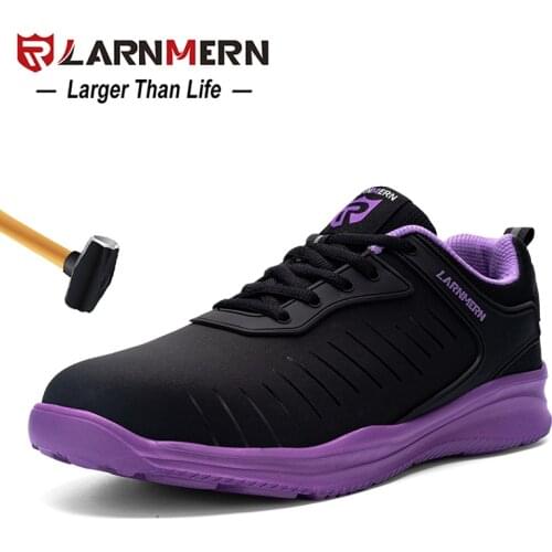 LARNMERN Womens Work Safety Shoes Steel Toe Breathable Lightweight Anti-smashing Anti-puncture Waterproof Construction Footwear