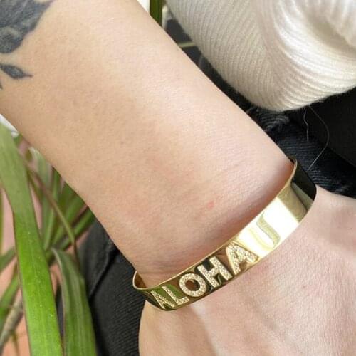 Lateefah Pave Name Bangle Cuff Custom Bangle Bracelets Personalized Bracelets Jewelry Gift Custom Name bangle Custom Bracelets