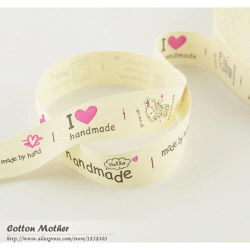 Handmade Label Etiquetas para ropa cotton ribbons label 2CM width words with animals sewing custom clothing tags garment bags