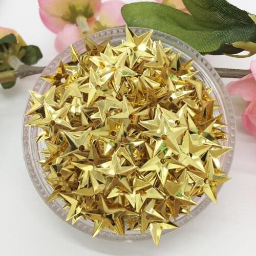LNHOME 50g/lot 10mm Light Gold Star Cup Sequins Shining Small PVC Paillette With Hole Accessories