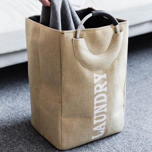 Linen Laundry Basket Chic Storage Basket Baby Toys Organizer Home Organization Barrel Bag Bucket Wasmand for Dirty Clothes Gray