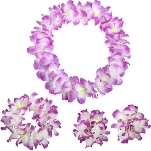 Multicolor Hawaiian Party Artificial Flower Lei Fancy Dress Necklace Garland Bracelet Wedding Decor Silk Flowers Wreaths ZA1580