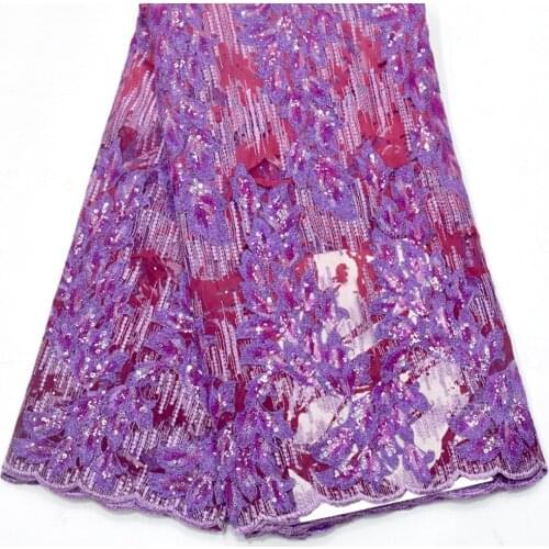 Fashion Colorful African Sequins Fabric French Tulle Mesh Lace Fabric For Bridal Materials High Quality Nigerian Sequence Lace