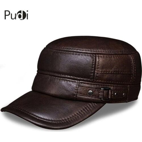 HL064 Mens Genuine Leather Baseball Cap Hat Brand New Spring Real Cow Leather Beret Caps Mens Hats
