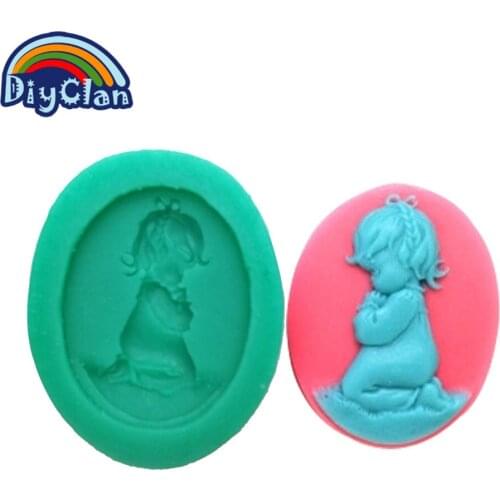 New arrival Prayer girl DIY silicone fondant cake molds chocolate mold soap mould cake tools for the kitchen baking F0147BB35