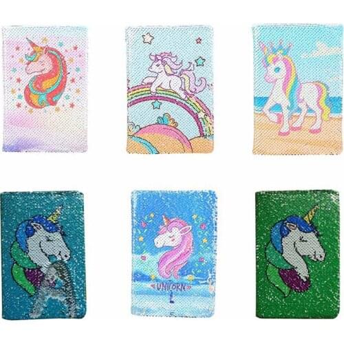 New Color Sequins Flip Unicorn DiaryA5 Horizontal Line 78sheets 2019DIY Paper Glitter Notepad Notebook School Stationery Writing