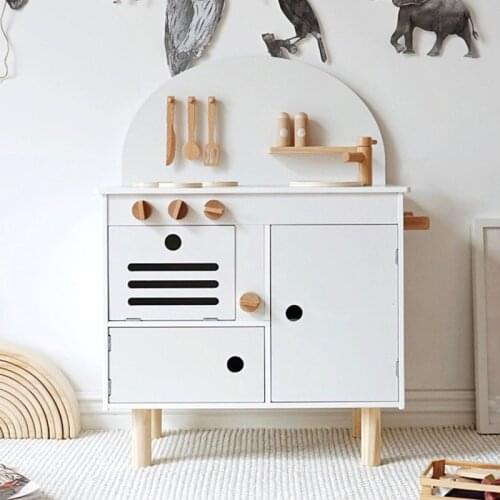 NEW Wooden Kids Play House Simulation Cooking Kitchen Tableware Cooking Toy Set Montessori Birthday Gift