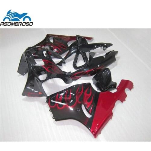 Red Flames Black bodyworks for Kawasaki Ninja ZX7R fairing kit 1996-2003 fairing set zx7r 96 97 98 99 00 01 02 03 HX56