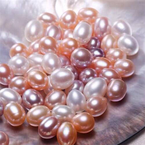 Wholesale 7-9mm Big Size Real Natural Freshwater Loose Pearls Rice Shape Half Drilled, 30pcs/lot