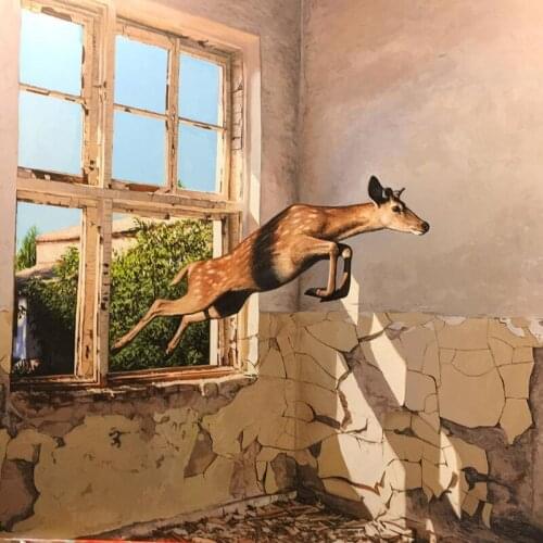 Full Square/round Diamond 5D DIY Diamond Painting Deer coming in from the window Cross Stitch Rhinestone Mosaic Home Decor