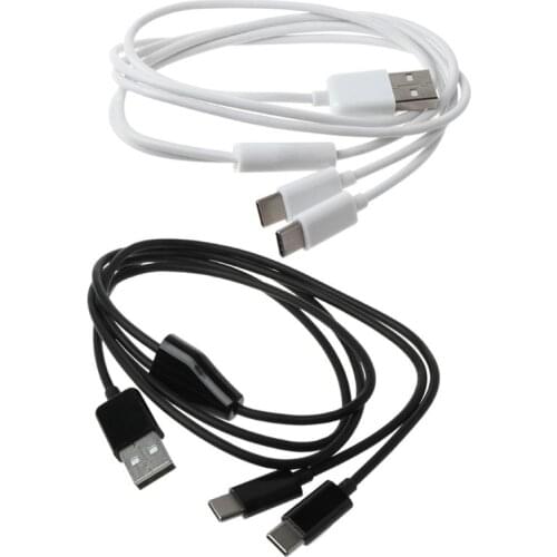 Portable USB 2.0 Type A Male To Dual Type C Male Splitter Y Charging Data Cable LX0B