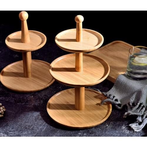 Simple Bamboo Multi-layer Double-layer Dessert Cake Fruit Snacks Plate Tray Home Dining Living Room Modern Cake Stand