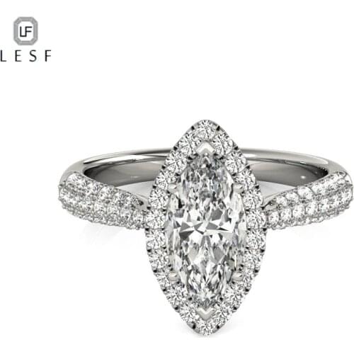 LESF Luxury Marquise Cut Engagement Ring 925 Sterling Silver Romantic Fashion Jewelry Fine Gift for Woman