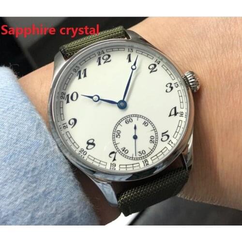Sapphire crystal new fashion 44mm NO logo Enamel White dial Asian 6498 17 jewels movement Mens Mechanical watches GR48-20
