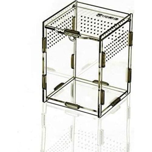 Vinnykud Mini Terrarium Transport Box, Acrylic Reptile Feeding Box, Portable Reptile Breeding Box Transparent Reptile Breeding
