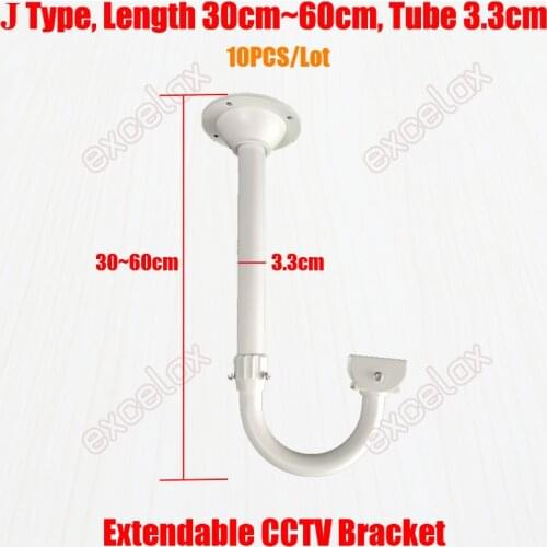 10PCS/Lot J Type 30cm - 60cm Extendable Adjustable Aluminum Alloy Wall Pendant Ceiling Mount CCTV Camera Housing Bracket Support