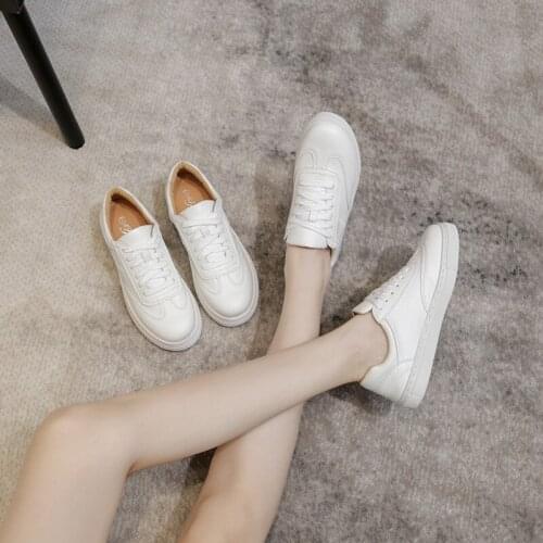 Womens Vulcanize Shoes Fashion Non slip White Platform Sneakers Women Lace Up flat Casual Shoes ladies Plus Size shoes