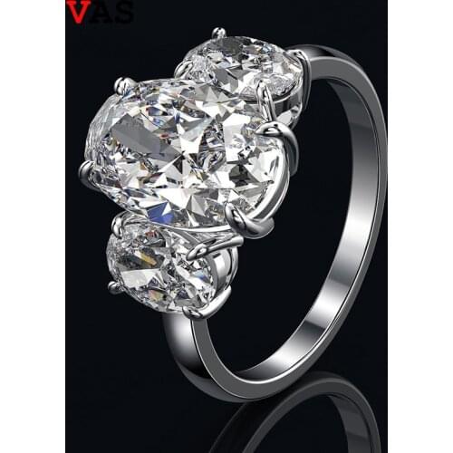 OEVAS Created Moissanite Gemstone Diamonds Rings For Women Real 925 Sterling Silver Wedding Engagement Party Fine Jewelry Gift
