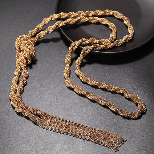 YD&YDBZ Gold Color Bead Pearl Weave Long Necklace For Ladies Luxurious Sweater Chain Pendant Choker 2021 Costume Jewelry