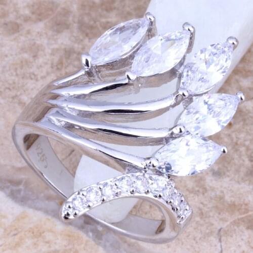 Heavenly White CZ Silver Plated Womens Snake Jewelry Ring Size 6 / 7 / 8 / 9 R1246