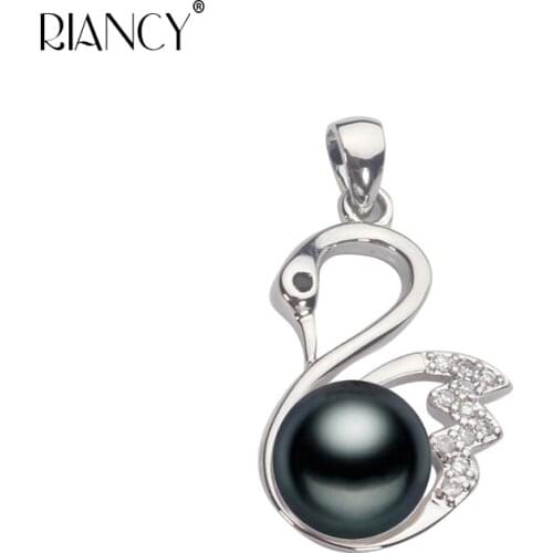 Fashion natural freshwater black pearl pendant necklace for women, Delicate Goose pendant necklace girl birthday gift