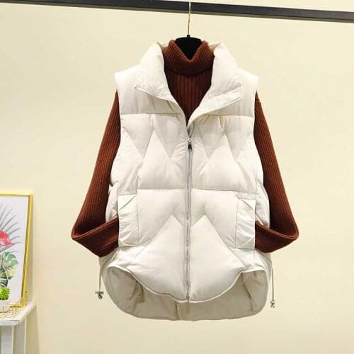 Womens Waistcoat Spring Autumn 2021 New Outer Wear Down Cotton Vest Korean Wild Waistcoat Vest Cotton Coat Female Zipper Pocket