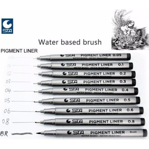 STA1PCS Pigment Liner Pigma Micron Ink Marker Pen 0.05 0.1 0.2 0.3 0.4 0.5 0.6 0.8 Different Tip Black Fineliner Sketching Pens