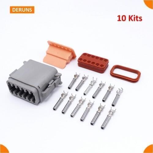 10Kits Female 12 Pin Deutsch Waterproof Sealed Auto Electrical Wire Connector Plug Sets For Car DT06-12S