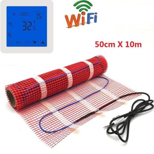 0.5mX10m 150w/m2 Warm Floor Heating Mat 5 Square Meters Electric Heater Under Tile