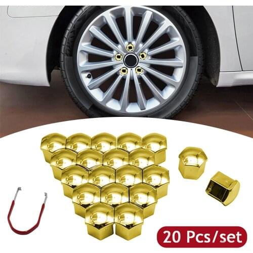 20 pcs Car Wheel Nut Caps Auto Hub Screw Cover Bolt Rims Exterior Decoration Special Socket Protection Dust Proof Car Trim 19mm