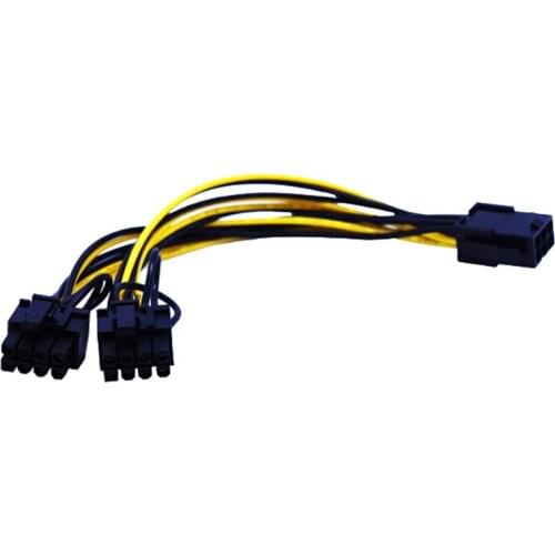 22Cm22cm Miner Cables CPU 8Pin to Graphics Video Card Dual PCI-E PCIe 8Pin ( 6Pin + 2Pin ) Power Supply Splitter Cable Cord