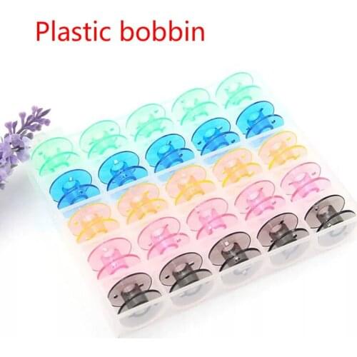 25Pcs/Set Bobbins Box Set Sewing Machine Spools Colorful Plastic Case Storage Box Sewing Equipment Tools Accessories