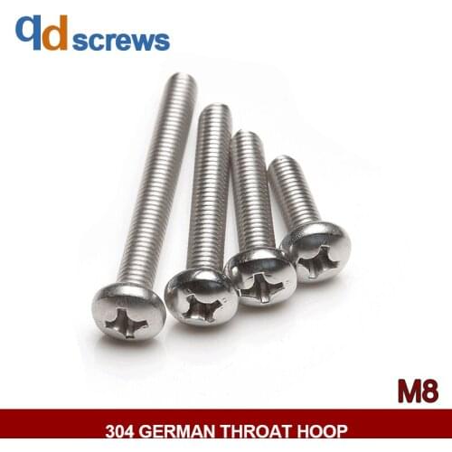 304 M8 Cross recessed small pan head screw cross head small-Phillip-round screw GB823