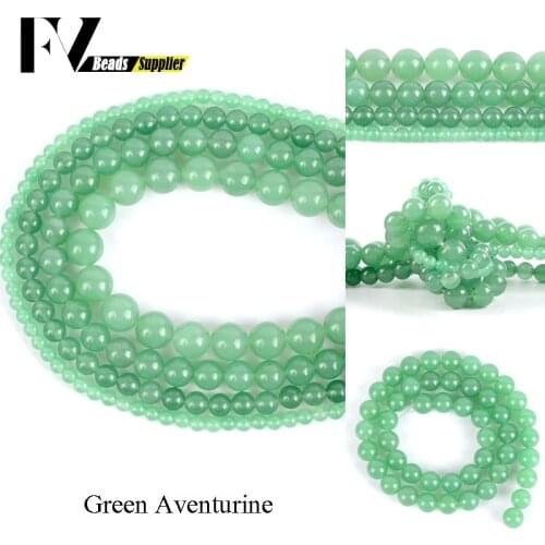 4-12mm Natural Green Aventurine Smooth Loose Spacer Round stone Beads For Jewelry Making DIY Bracelets Necklace Needlework 15"