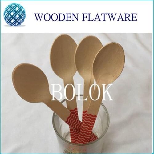 5000pcs/lot 14CM Color Disposable Wooden Handpainted Spoon Cutlery Camping Party Cake Decoation Wedding Food Yogurt Birch