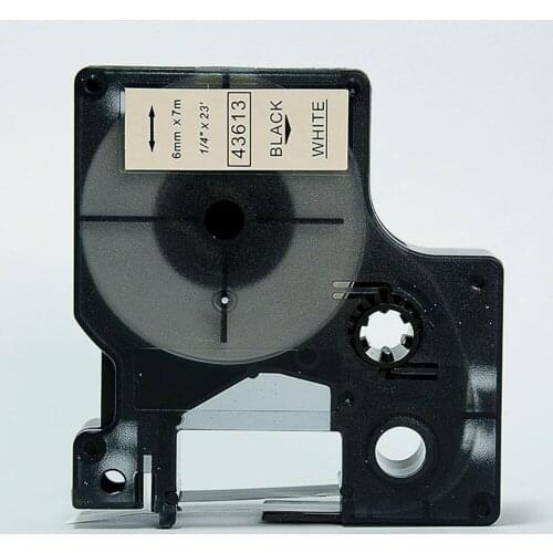Free shipping high-quality compatible d1 43613 6mm Black on White label tape for dymo label maker
