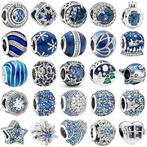 Sparkle Flower Geometric Snowflake Oceanic Starfish Bright Star Charm 925 Sterling Silver Beads Fit pandora Bracelet DIY Jewelry