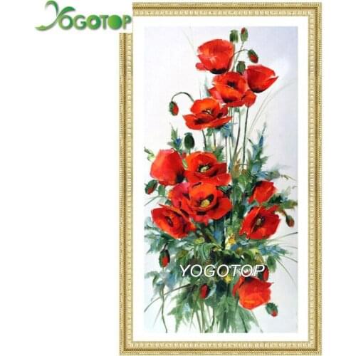 Large 5D Diamond Embroidery Poppy Flower Picture Of Rhinestones Diamond Painting Floral Full Rhinestones Mosaic Decor YY2809