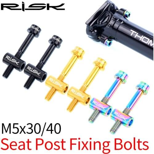 RISK 2sets M5x30mm M5x40mm Titanium Alloy Bicycle Seat Post Bolt Thomson Seatpost Bolt Bike Screw Cycling Parts M5*30mm M5*40mm