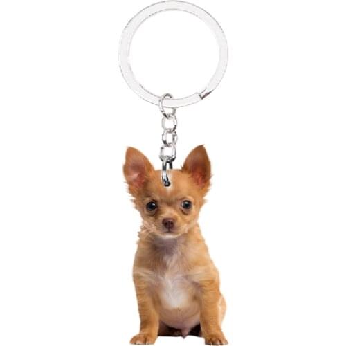 Chihuahua Animal Keychain Car key NOT 3D kawaii Dog charms cute llaveros girlfriend best friends Gifts idea plat Fashion Jewelry