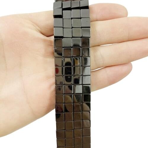 6mm Cube Shape Natural Hematite Stone Loose Spacers Beads for Jewelry Making DIY Necklace Bracelet Accessories Findings B469