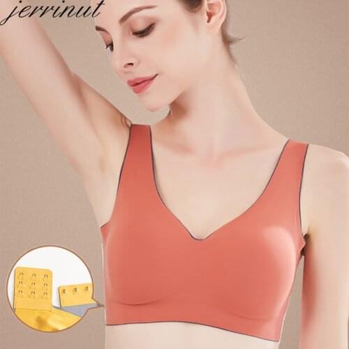 Jerrinut Push Up Bralette Seamless Bras for Women Plus Size Latex Bralette Top Bh Comfort Cooling Gathers Shock-Proof Pad Female