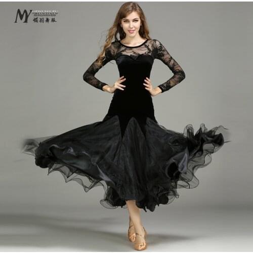 Black ballroom dresses standard ballroom dancing clothes Competition standard dance dress waltz tango foxtrot dress social dance