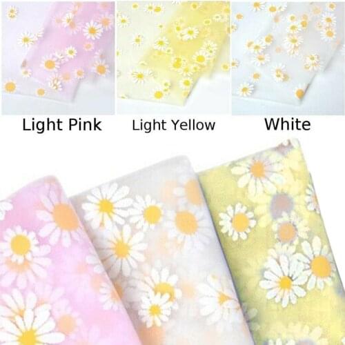 Floral Daisy Pattern Embroidery Tulle Lace Fabric Mesh DIY Wedding Dress Embroidery Lace Summer Skirt Printed Plant Soft Lace
