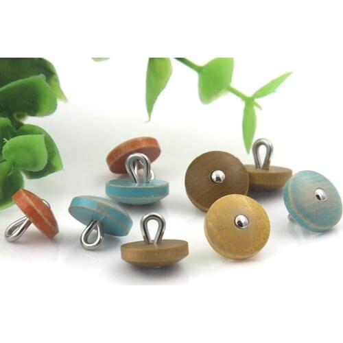 10pcs/lot Button color wood buckle spring summer cardigan buckle female shirt button iron wire retro wooden buckle 10mm/11.5mm