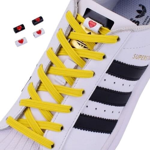 1Pair Elastic Flats Shoelaces No Tie Shoelaces Metal Love buckle Shoelace Kids Adult Unisex Shoelace Sneakers Shoe Laces Strings