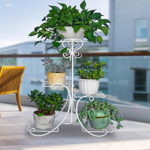 European Flower Frame Wrought Iron Multi-layer Home Floor-standing Indoor Space Living Room Green Bar Flower Pot Shelf