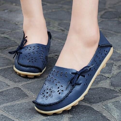 FABRECANDY 21 colours Women Flats Mother Leather Shoes Casual Moccasins Driving Loafers Women Shoes Comfortable Large Size 34-44