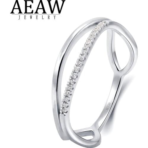 VVS1 DEF Color Round Excellent Cut 0.045CT Moissanite Ring Double Ring Solid Real 10k White Gold Test Positive for Lady Women