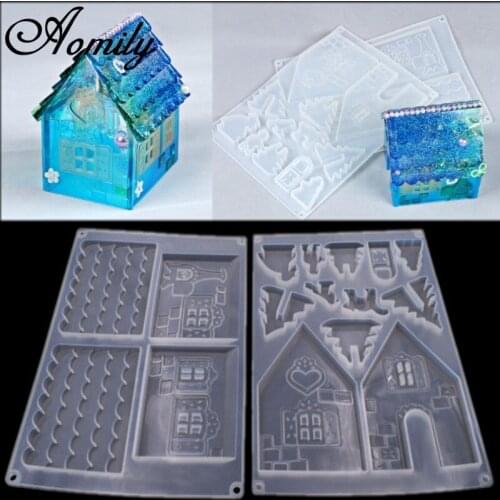 Aomily Beautiful 3D House Fondant Silicone Mold Candle Sugar Craft Tool Chocolate Cake Mould Kitchen DIY Baking Decorating Tools